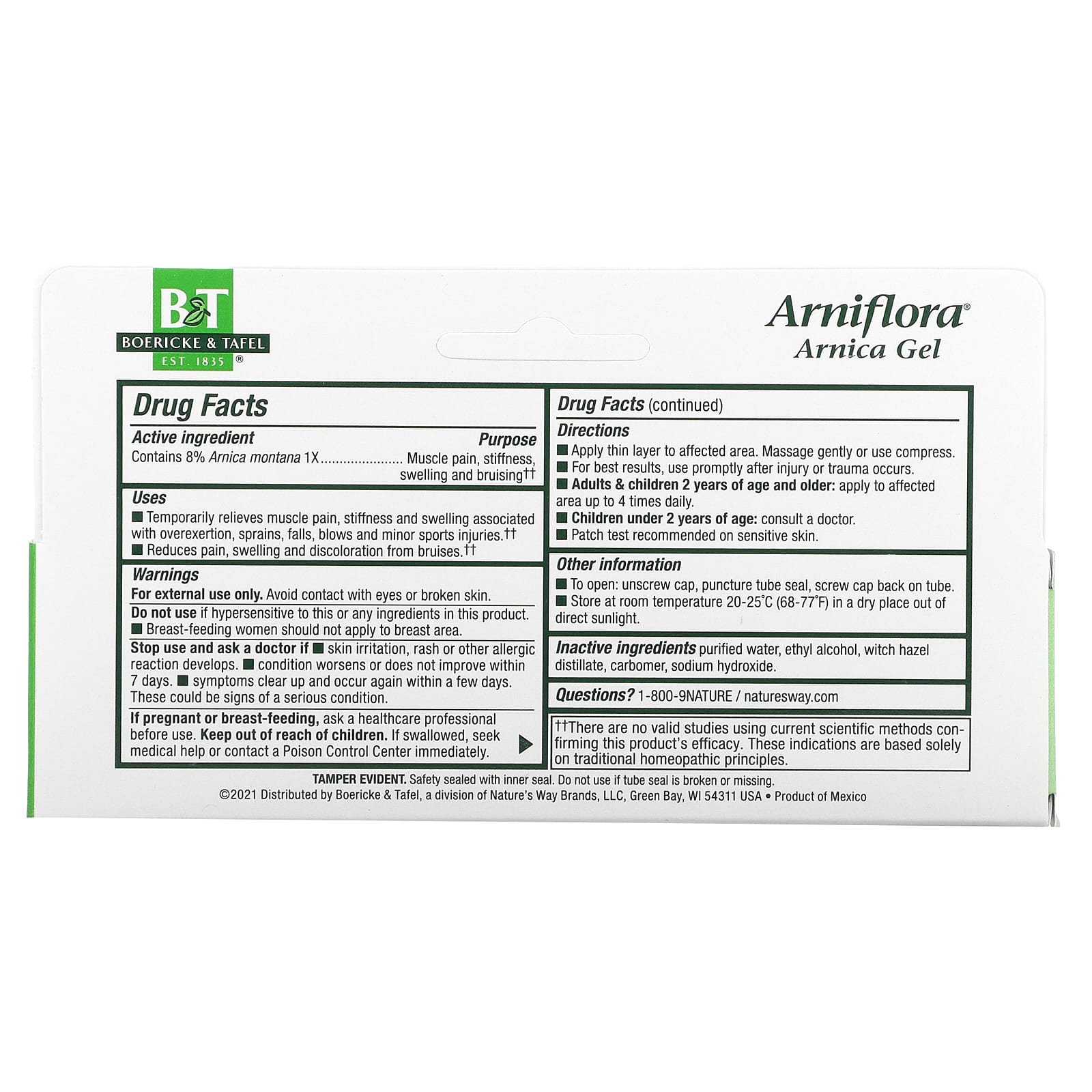 Boericke & Tafel, Arniflora Arnica Gel, 2.75 Oz UPC 308078250977 | Hilife Vitamins