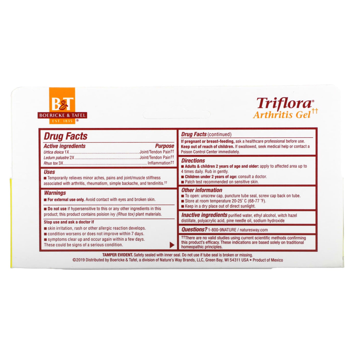 Boericke & Tafel, Triflora Arthritis Gel, 2.75 Oz UPC 308078252971 | Hilife Vitamins
