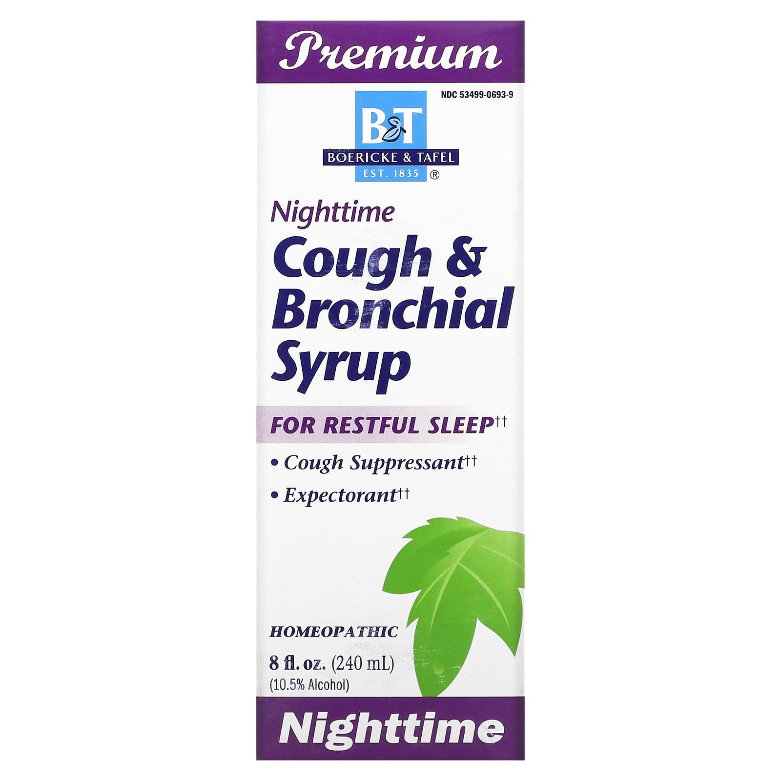 Boericke & Tafel, Cough & Bronchial Syrup, Nighttime, 8 fl 0z (240 ml) UPC 308079006948 | Hilife Vitamins