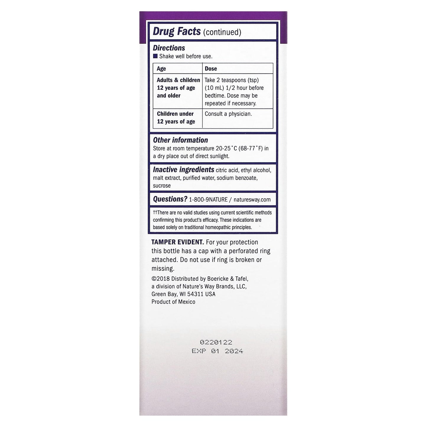 Boericke & Tafel, Cough & Bronchial Syrup, Nighttime, 8 fl 0z (240 ml) UPC 308079006948 | Hilife Vitamins
