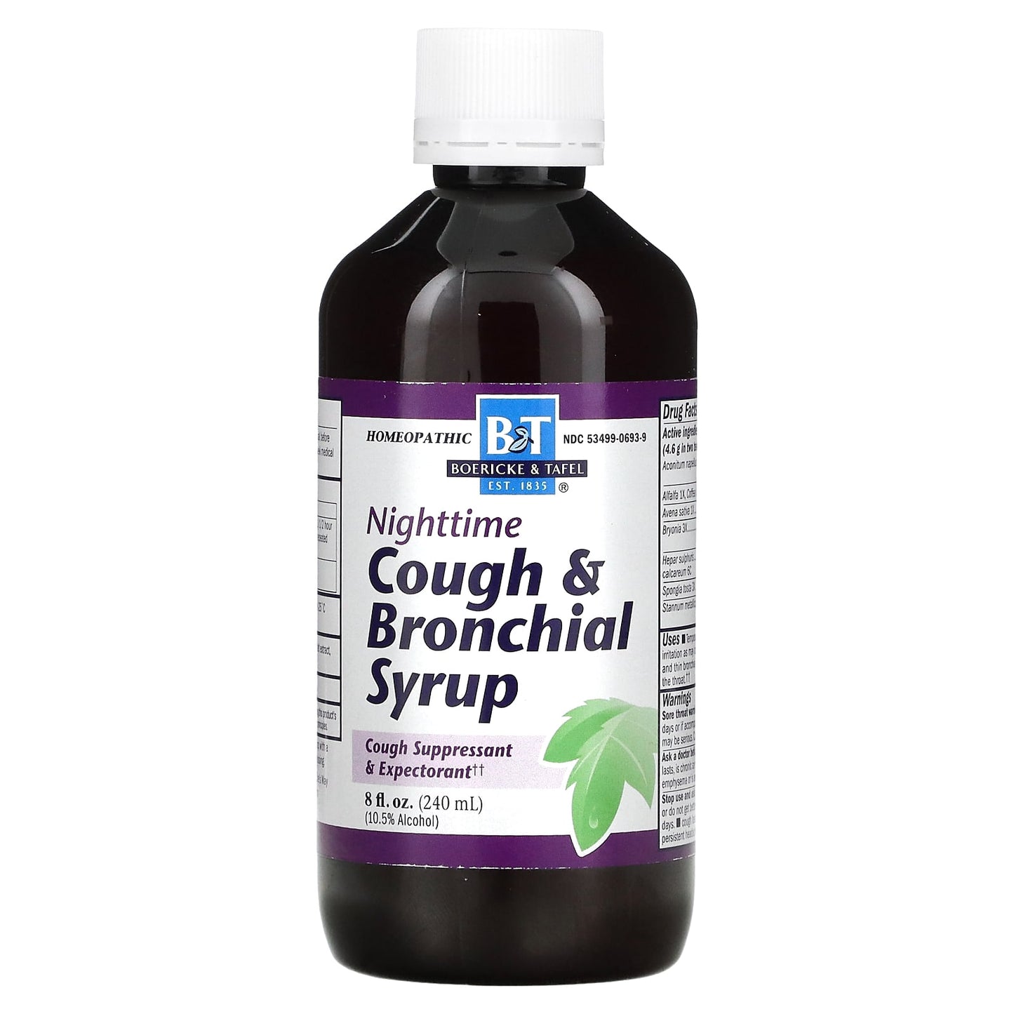 Boericke & Tafel, Cough & Bronchial Syrup, Nighttime, 8 fl 0z (240 ml) UPC 308079006948 | Hilife Vitamins