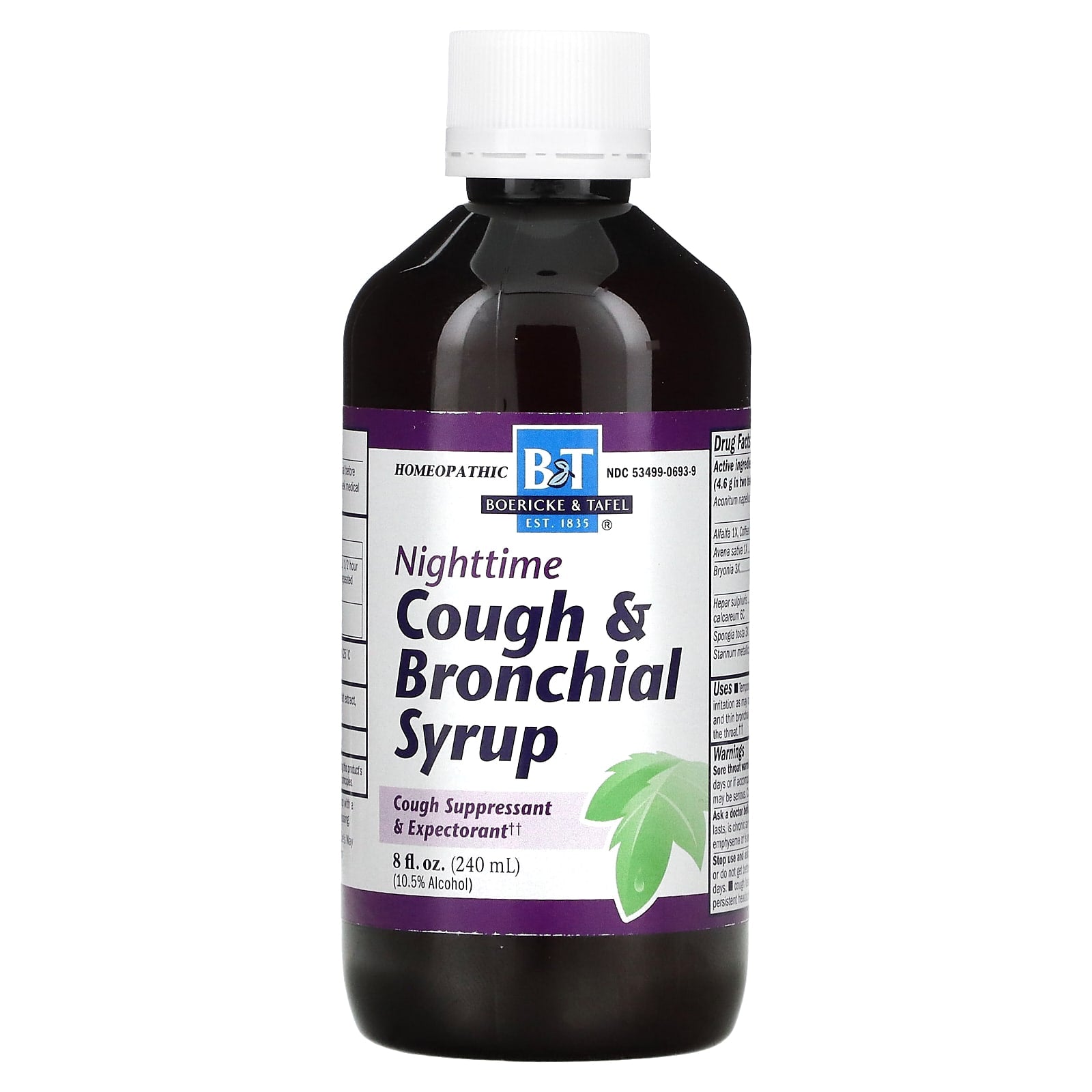 Boericke & Tafel, Cough & Bronchial Syrup, Nighttime, 8 fl 0z (240 ml) UPC 308079006948 | Hilife Vitamins