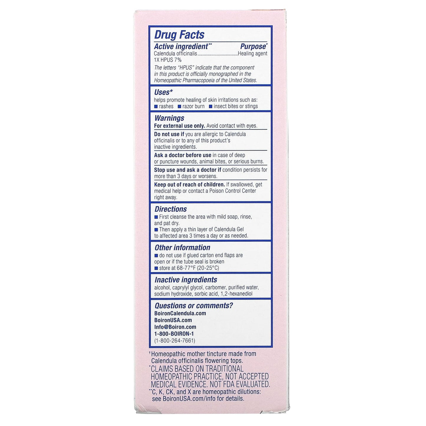 Boiron, Calendula Gel, 2.5 Oz UPC 306962046590 | Hilife Vitamins