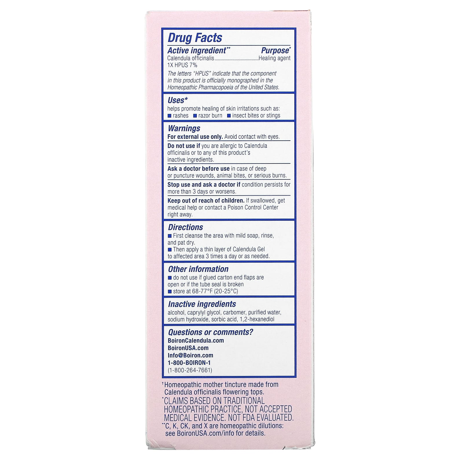 Boiron, Calendula Gel, 2.5 Oz UPC 306962046590 | Hilife Vitamins
