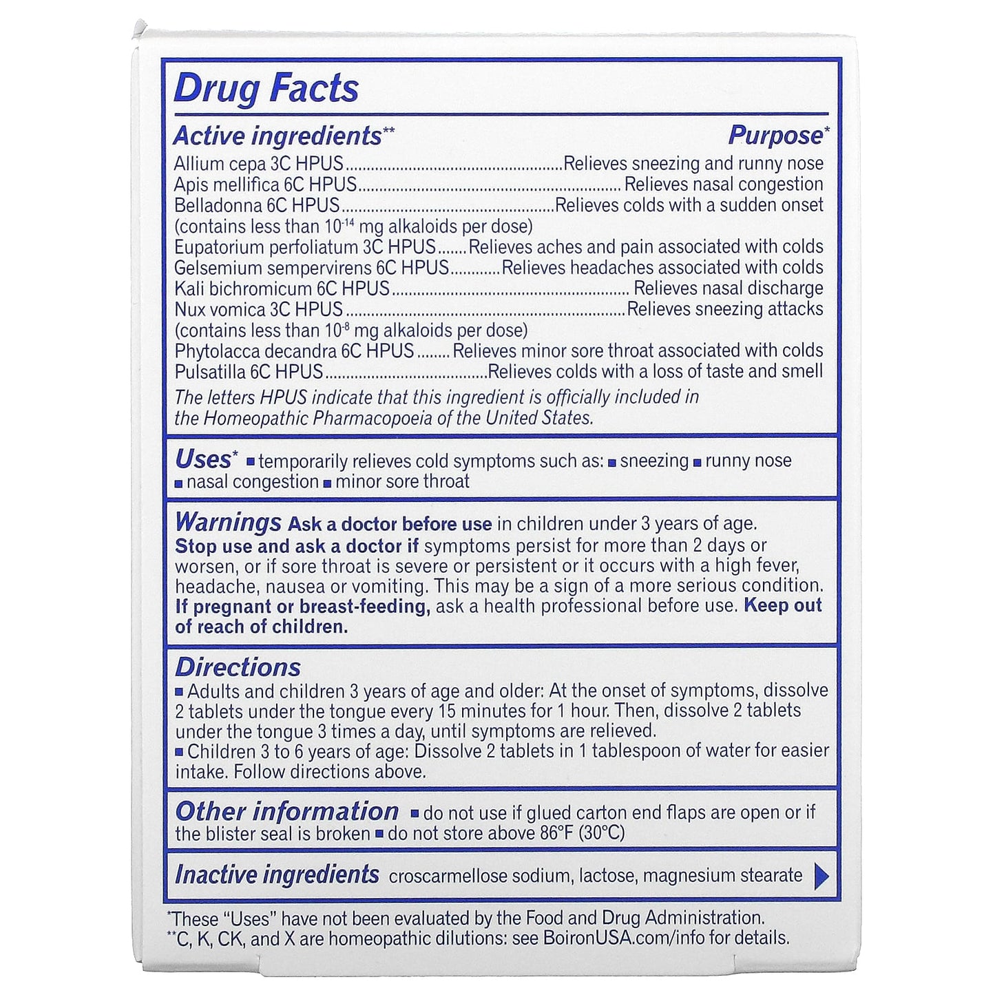 Boiron, Coldcalm, 60 Tablets UPC 306962607609 | Hilife Vitamins