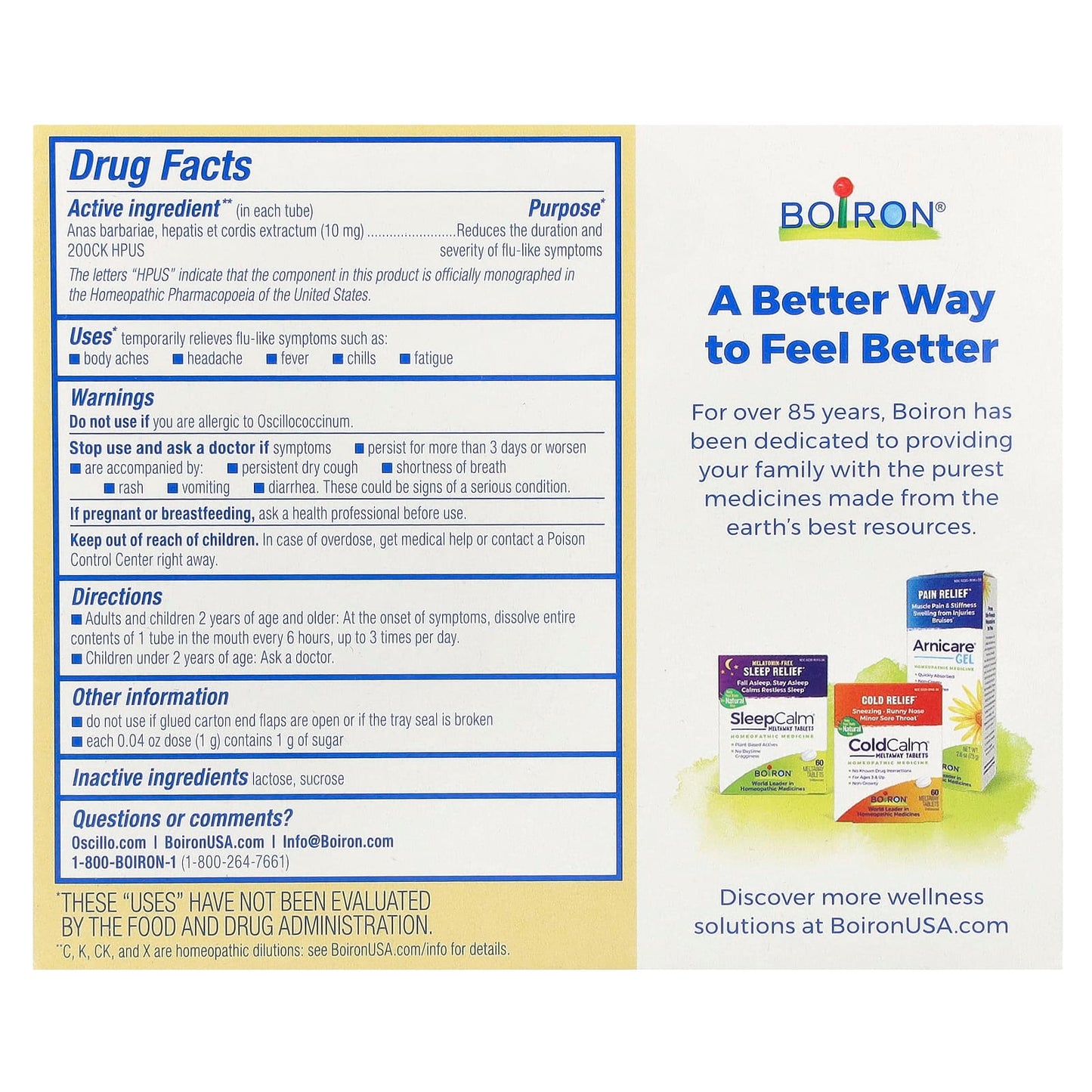 Boiron, Oscillococcinum, 30 Pellets UPC 306962878245 | Hilife Vitamins