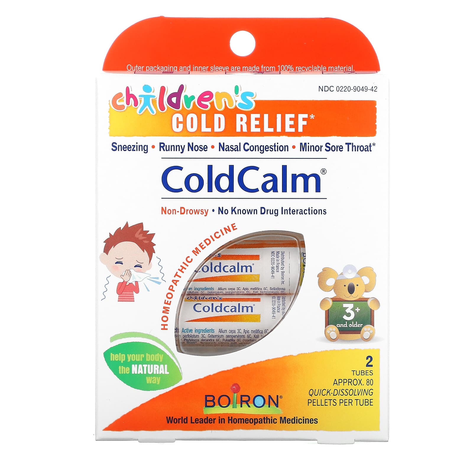 Boiron, Childrens Coldcalm Pellets 2d, 160 Pellets UPC 306969049426 | Hilife Vitamins