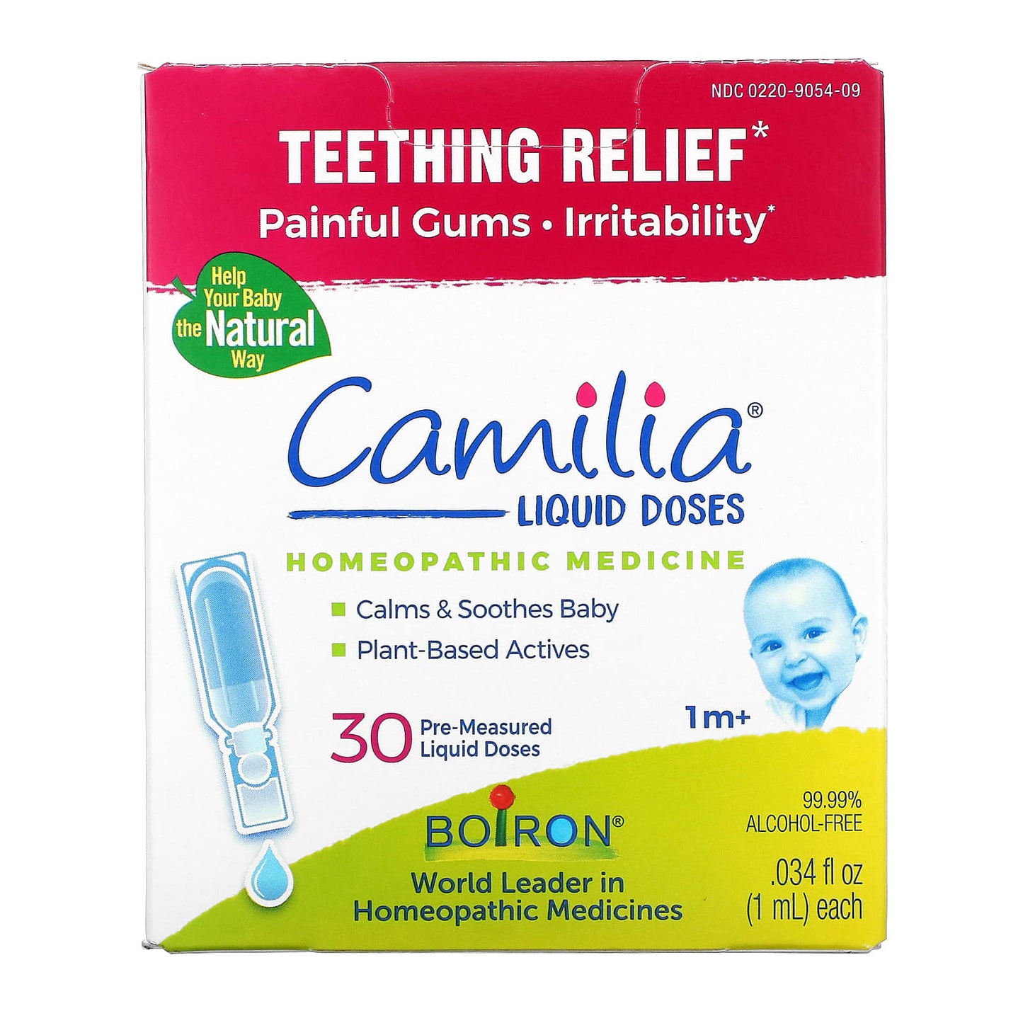 Boiron, Camilia, Teething Relief, 1 Month+, 30 Pre-Measured Liquid Doses, .034 Oz UPC 306969054093 | Hilife Vitamins