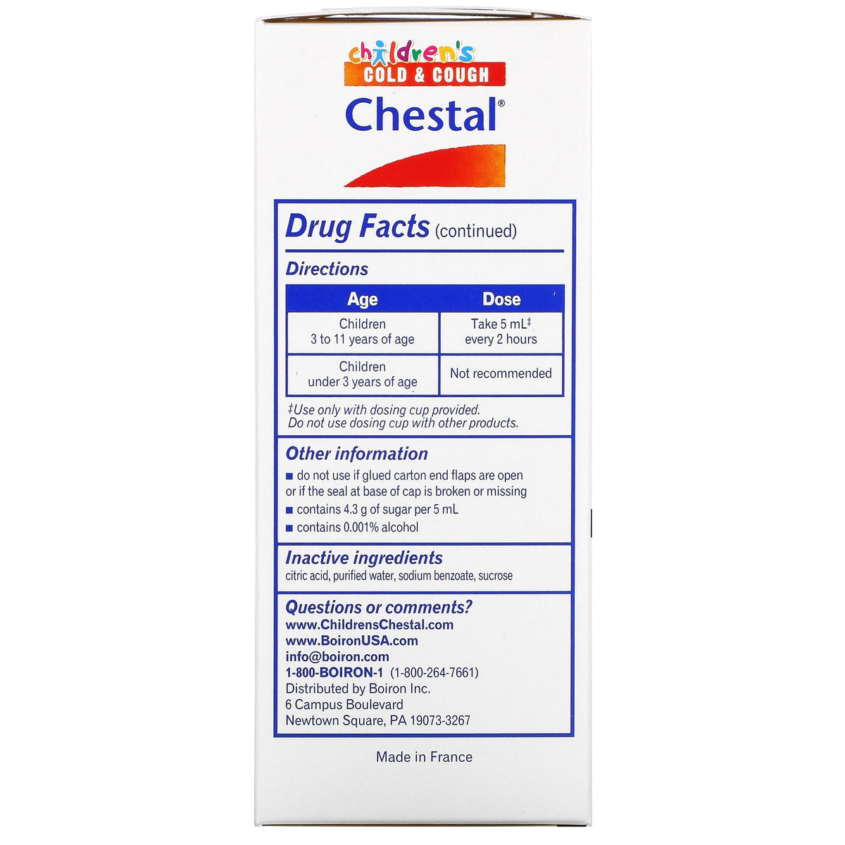Boiron, Cold&Cough Child Chestal, 6.7 Oz UPC 306969068281 | Hilife Vitamins