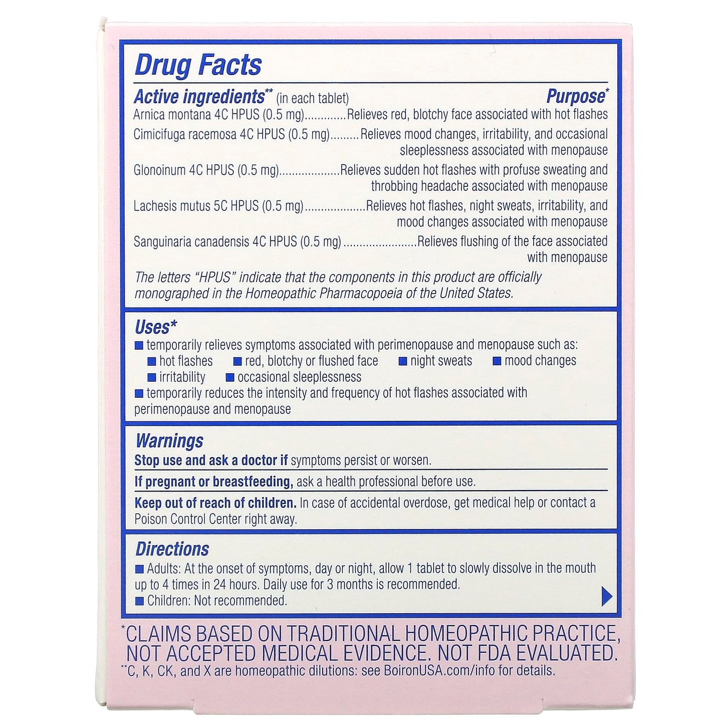Boiron, Cyclease Menopause, 60 Meltaway Tablets UPC 306969082041 | Hilife Vitamins