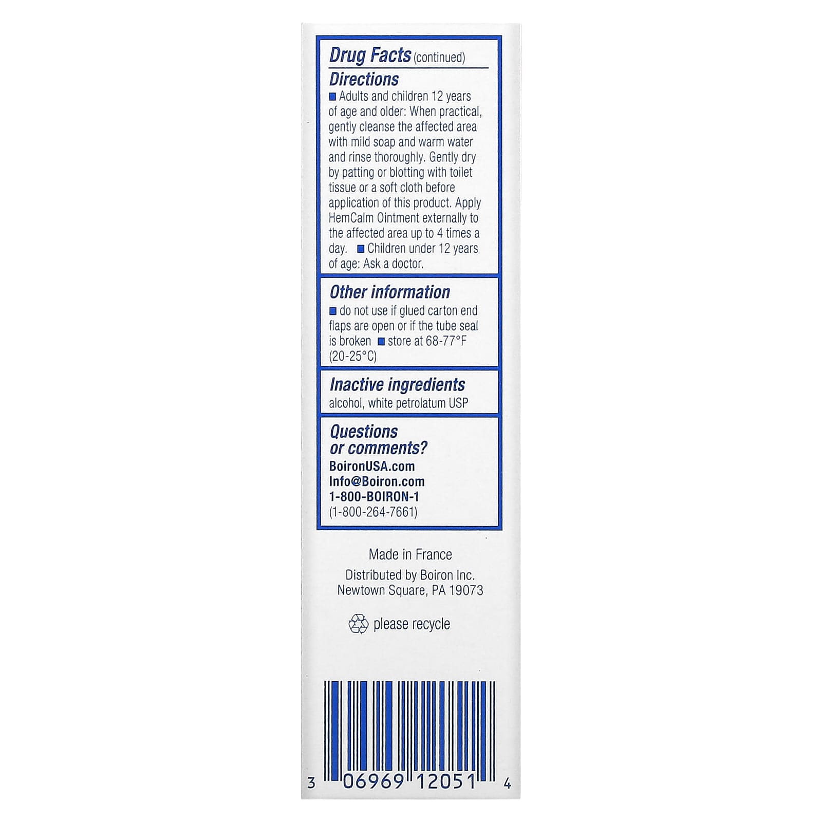 Boiron, HemCalm Ointment, 1 Oz UPC 306969120514 | Hilife Vitamins