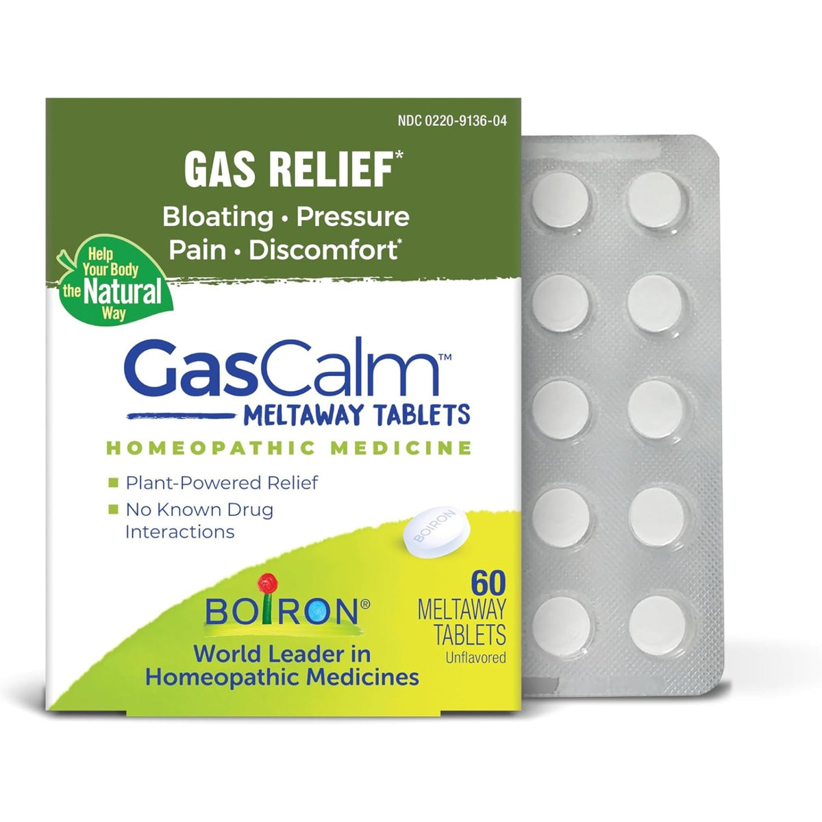 Boiron, GasCalm™, 60 Meltaway Tablets UPC 306969136041 | Hilife Vitamins