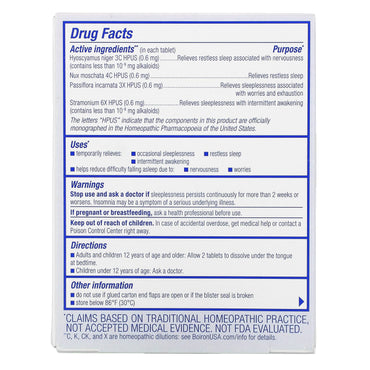 Boiron, Sleep Calm Meltaway Tablets, Unflavored, 60 Meltaway Tablets UPC 306969310045 | Hilife Vitamins