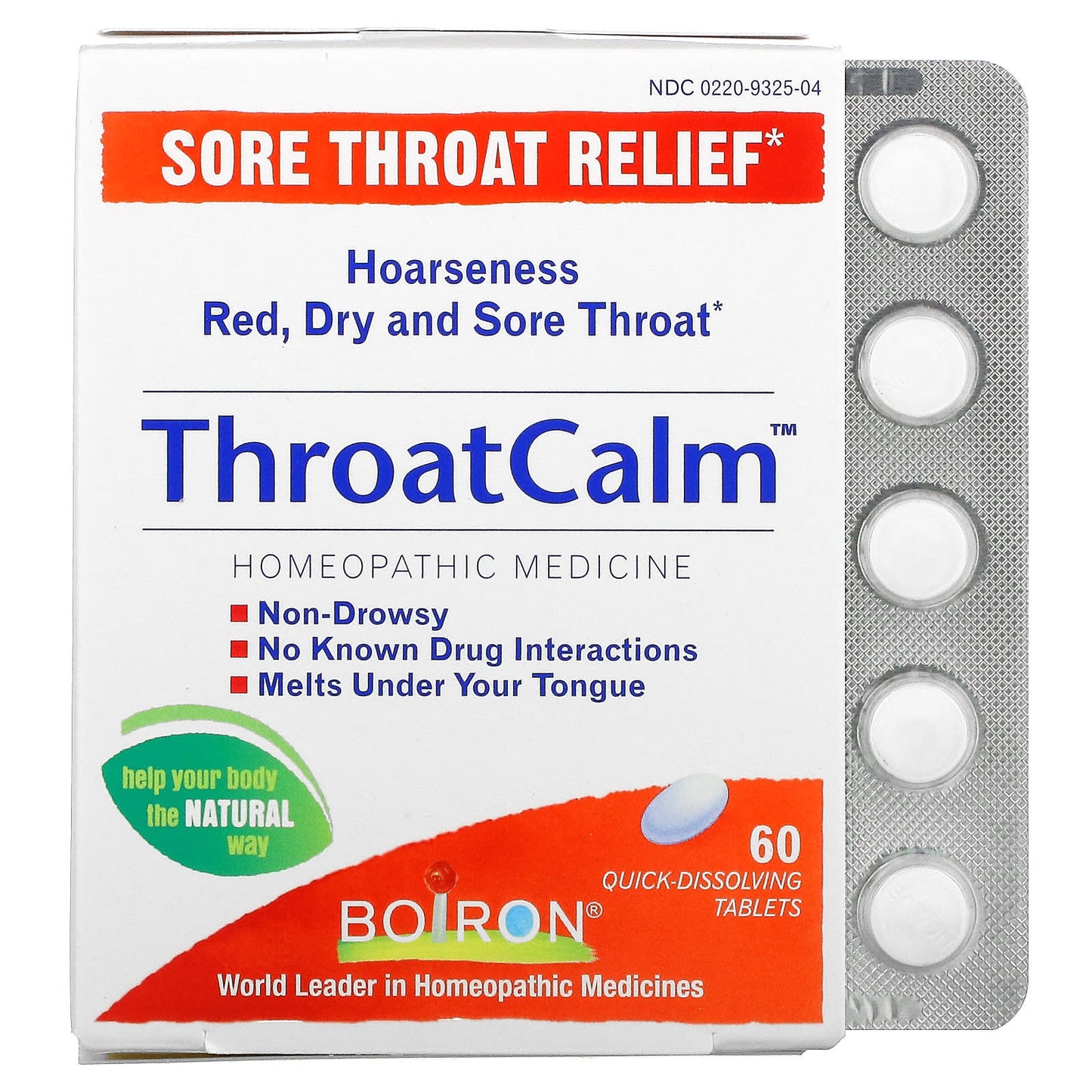 Boiron, Throat Calm, 60 Tablets UPC 306969325049 | Hilife Vitamins