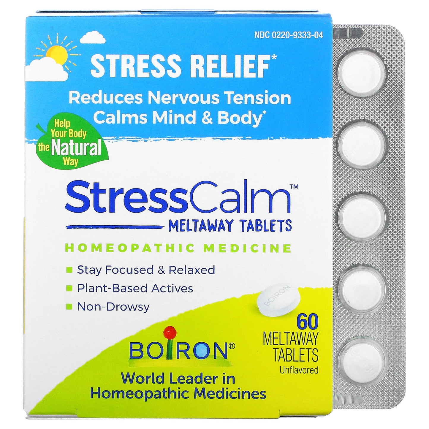 Boiron, Stress Calm Meltaway Tablets, Stress Relief, Unflavored, 60 Tablets UPC 306969333044 | Hilife Vitamins