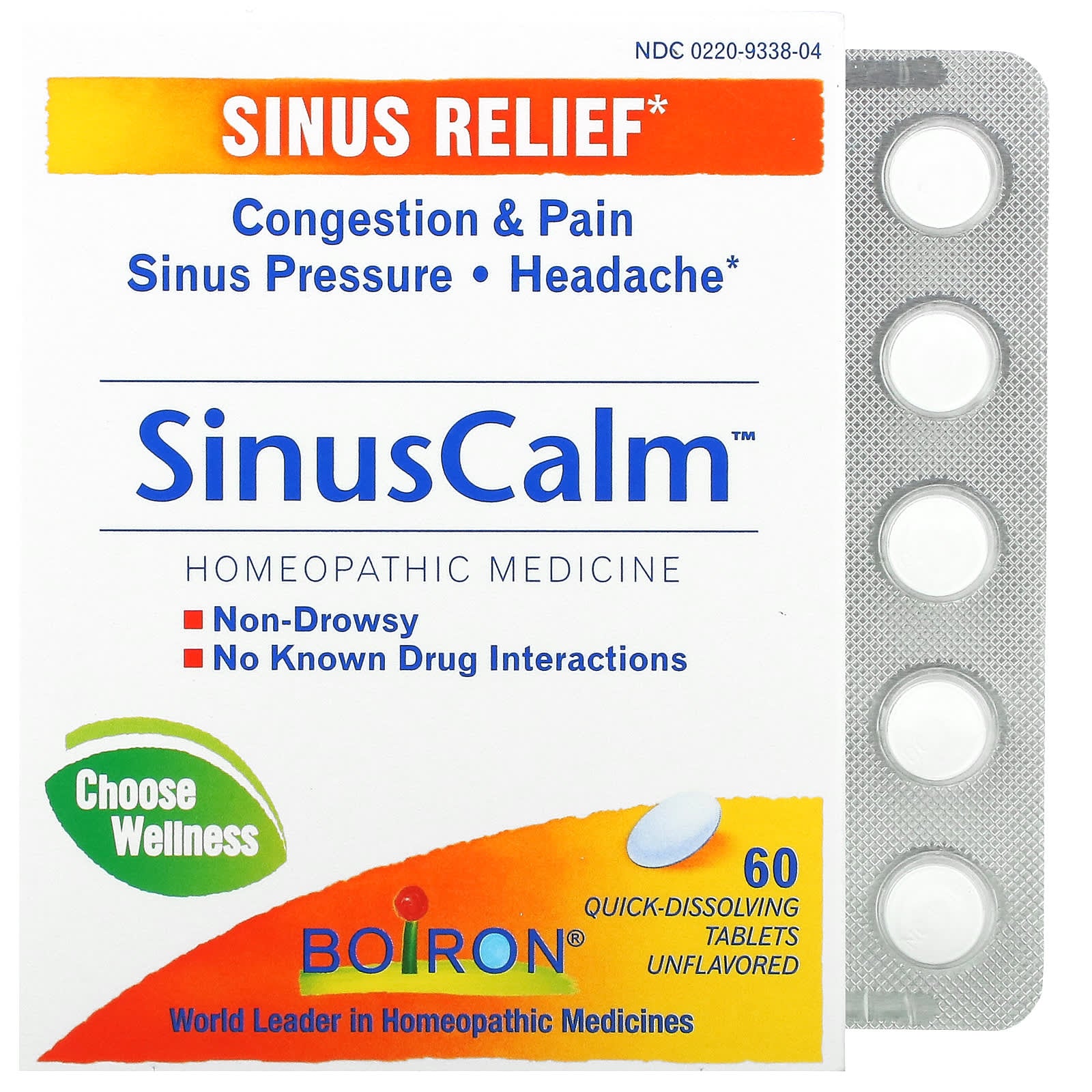 Boiron, SinusCalm, Sinus Relief, 60 Dissolving Tablets UPC 306969338049 | Hilife Vitamins