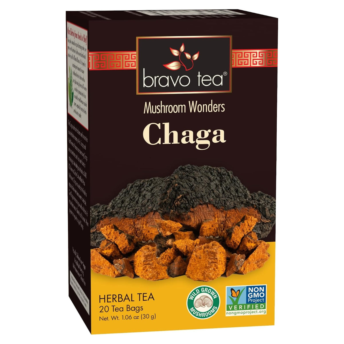 Bravo Tea, Chaga Mushroom Tea, 20 Tea Bags UPC 855533005691 | Hilife Vitamins