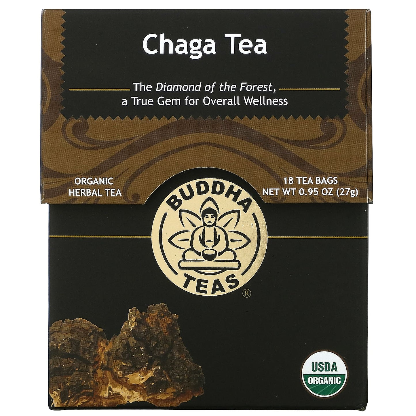 Buddha Teas, Chaga Tea, 18 Bags UPC 819005011306 | Hilife Vitamins