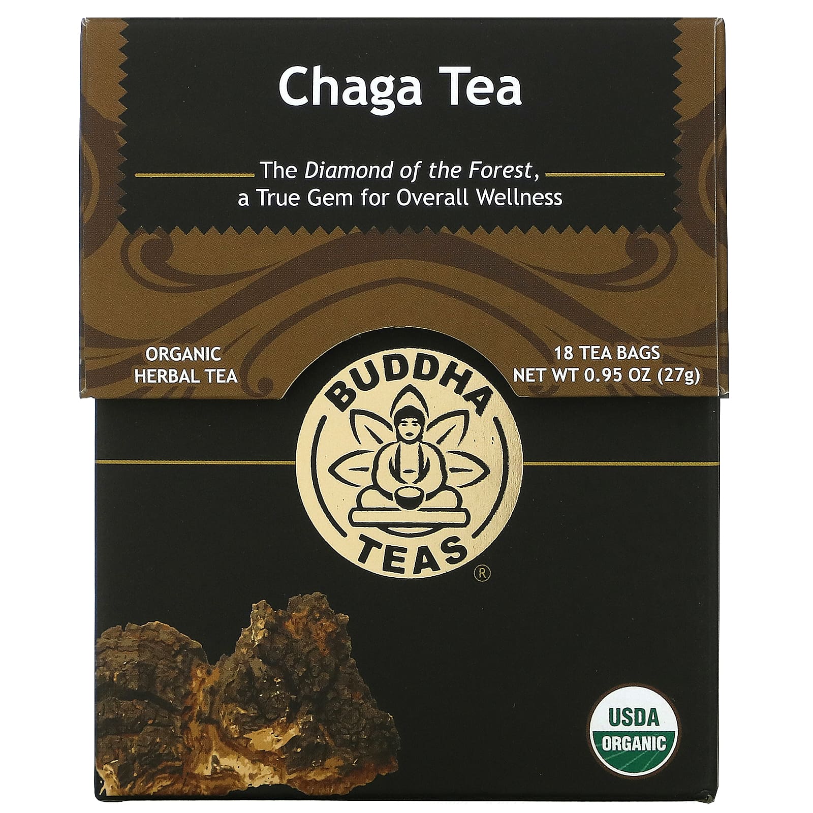 Buddha Teas, Chaga Tea, 18 Bags UPC 819005011306 | Hilife Vitamins