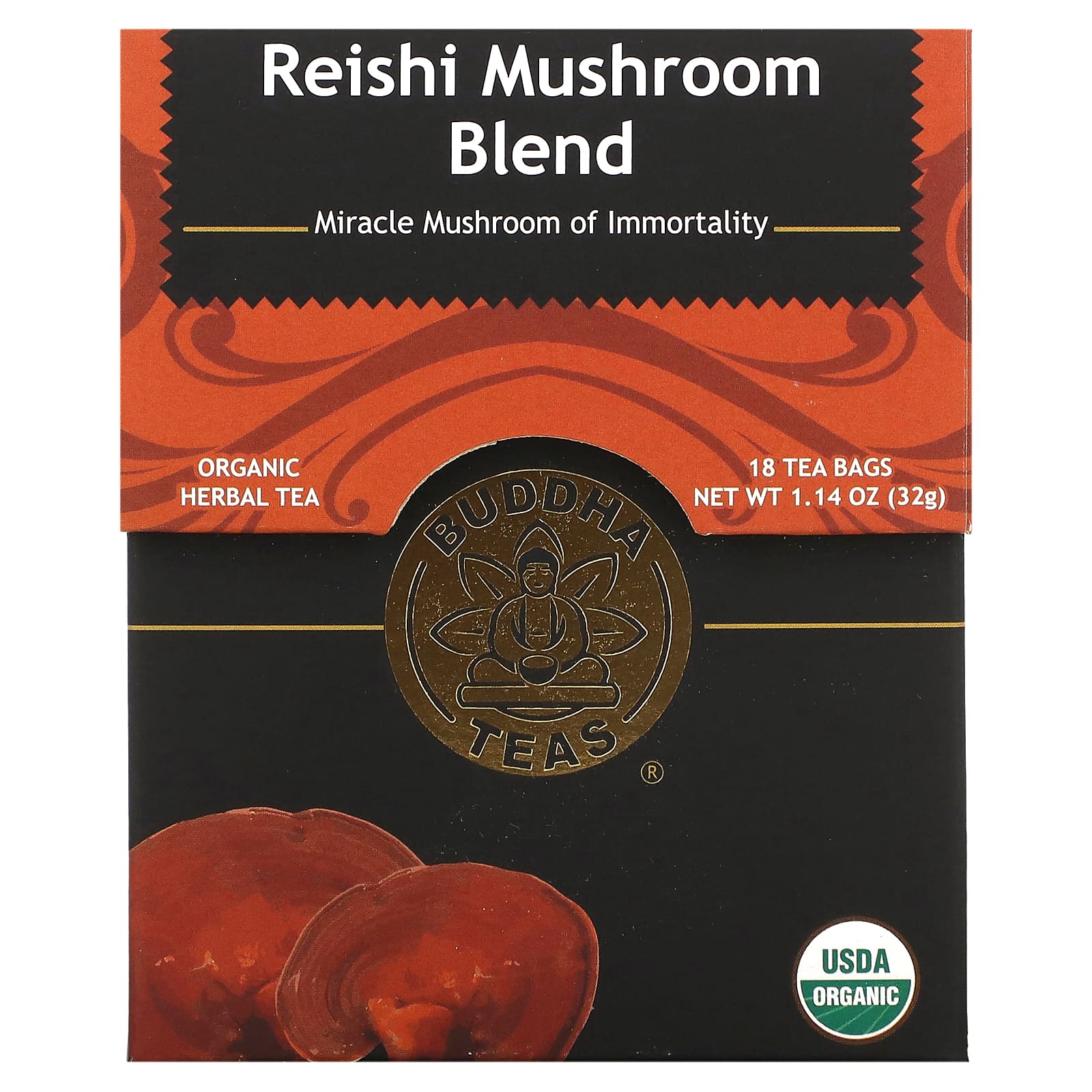 Buddha Teas, Reishi Mushroom Blend, 18 Bags UPC 819005015403 | Hilife Vitamins