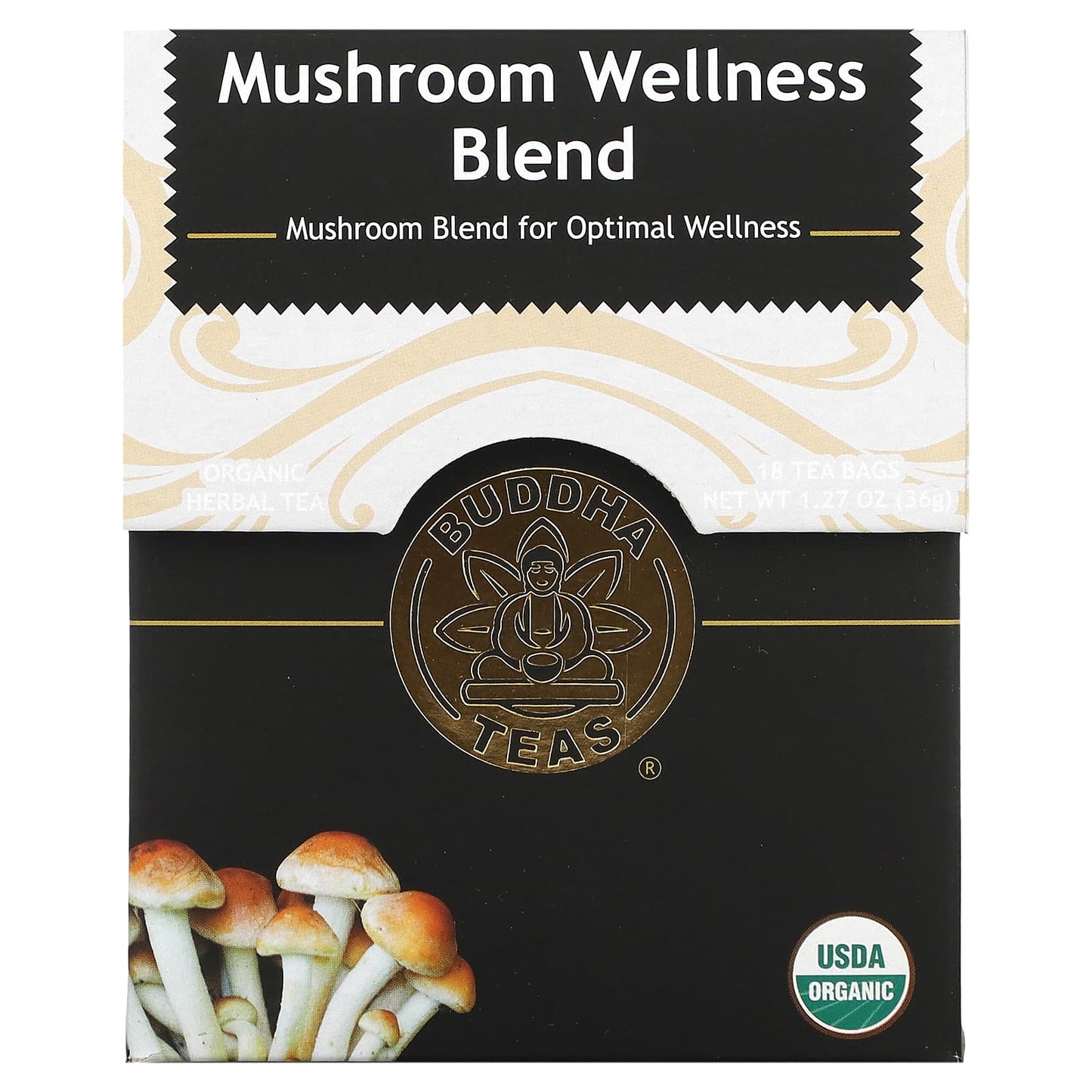Buddha Teas, Mushroom Wellness Blend, 18 Bags UPC 819005015427 | Hilife Vitamins