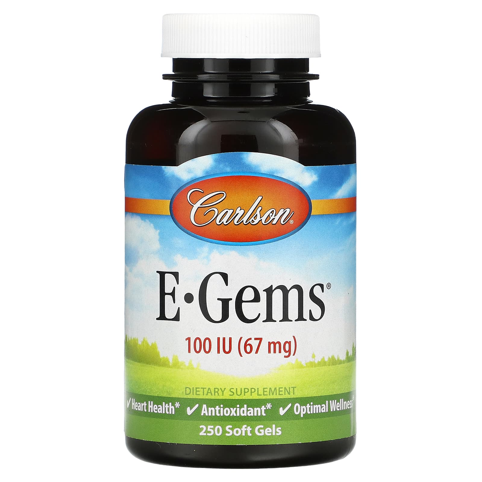 Carlson Labs, E-Gems 100IU, 250 Softgels UPC 088395003127 | HiLife Vitamins