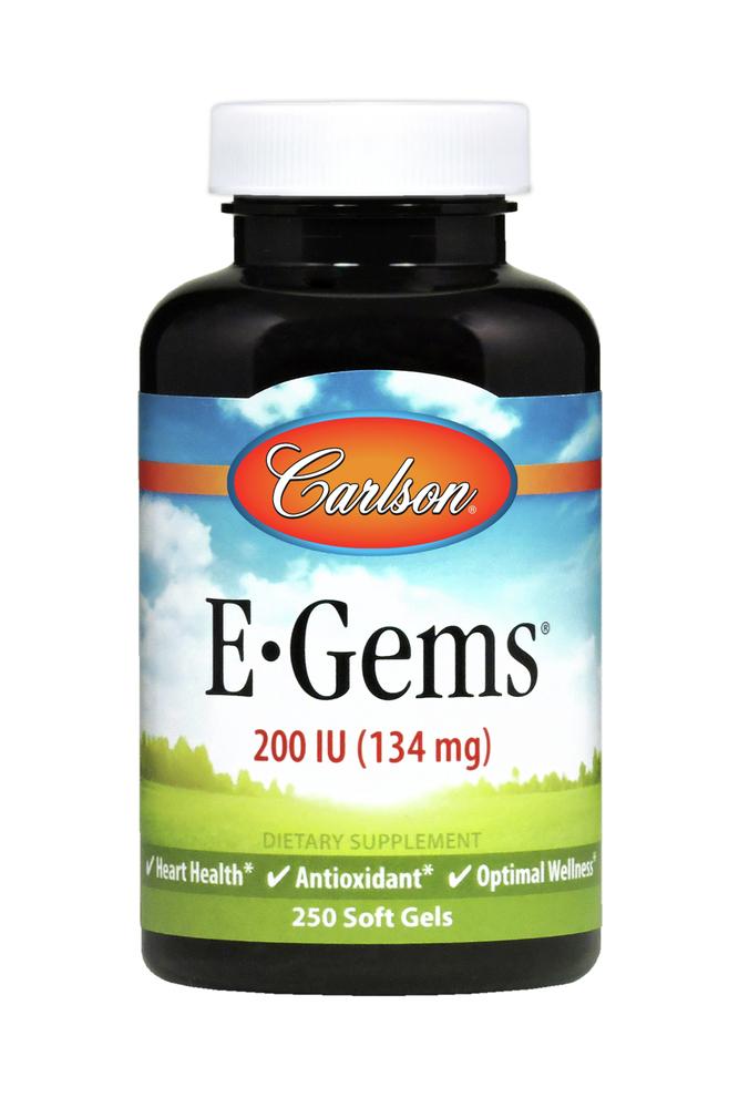 Carlson Labs, E-Gems 200IU, 250 Softgels UPC 088395003226 | HiLife Vitamins