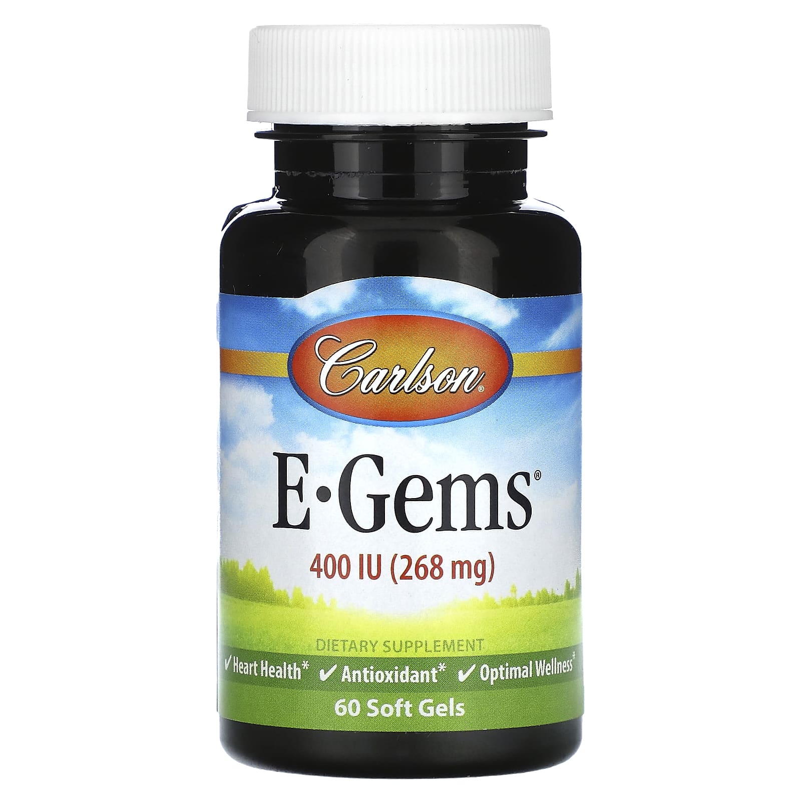 Carlson Labs, E-Gems 400IU, 60 Softgels UPC 088395003417 | HiLife Vitamins
