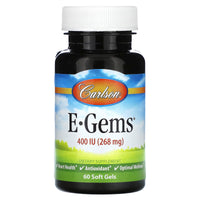 Carlson Labs, E-Gems 400IU, 60 Softgels UPC 088395003417 | HiLife Vitamins