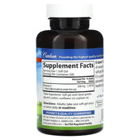 Carlson Labs, E-Gems 400 IU, 200 Softgels UPC 088395003424 | HiLife Vitamins