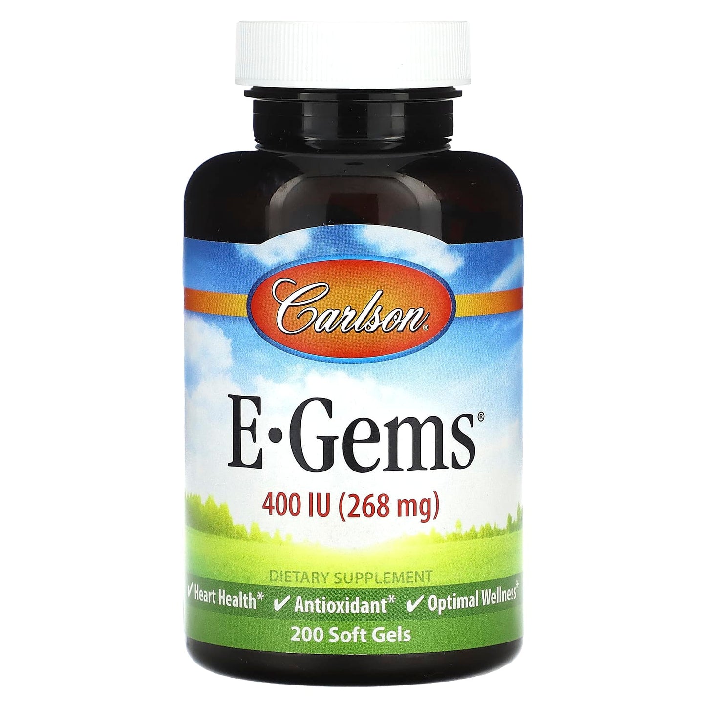 Carlson Labs, E-Gems 400 IU, 200 Softgels UPC 088395003424 | HiLife Vitamins