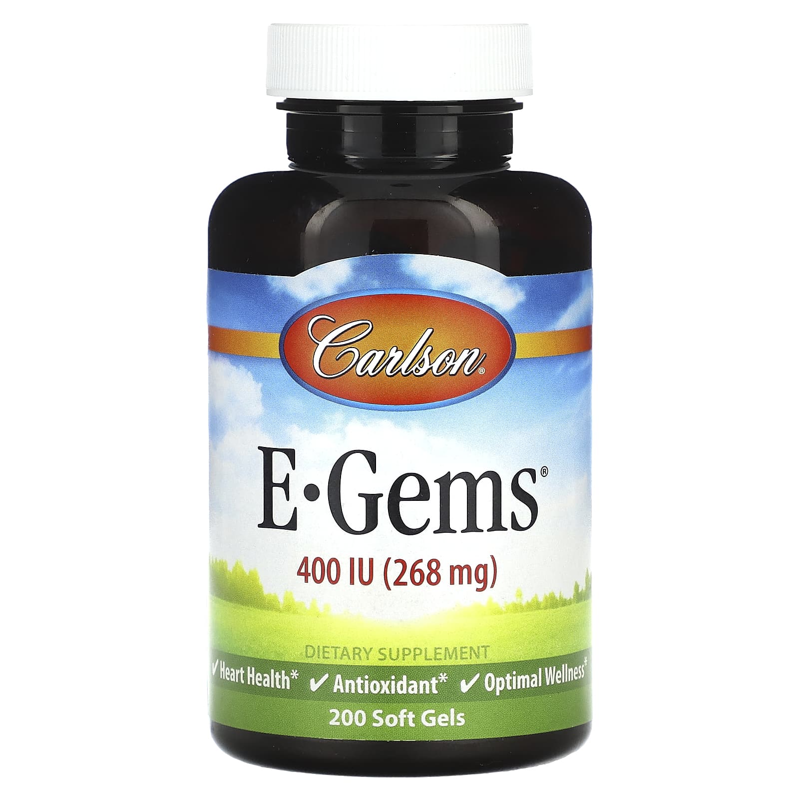 Carlson Labs, E-Gems 400 IU, 200 Softgels UPC 088395003424 | HiLife Vitamins