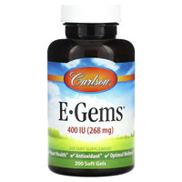 Carlson Labs, E-Gems 400 IU, 200 Softgels UPC 088395003424 | HiLife Vitamins