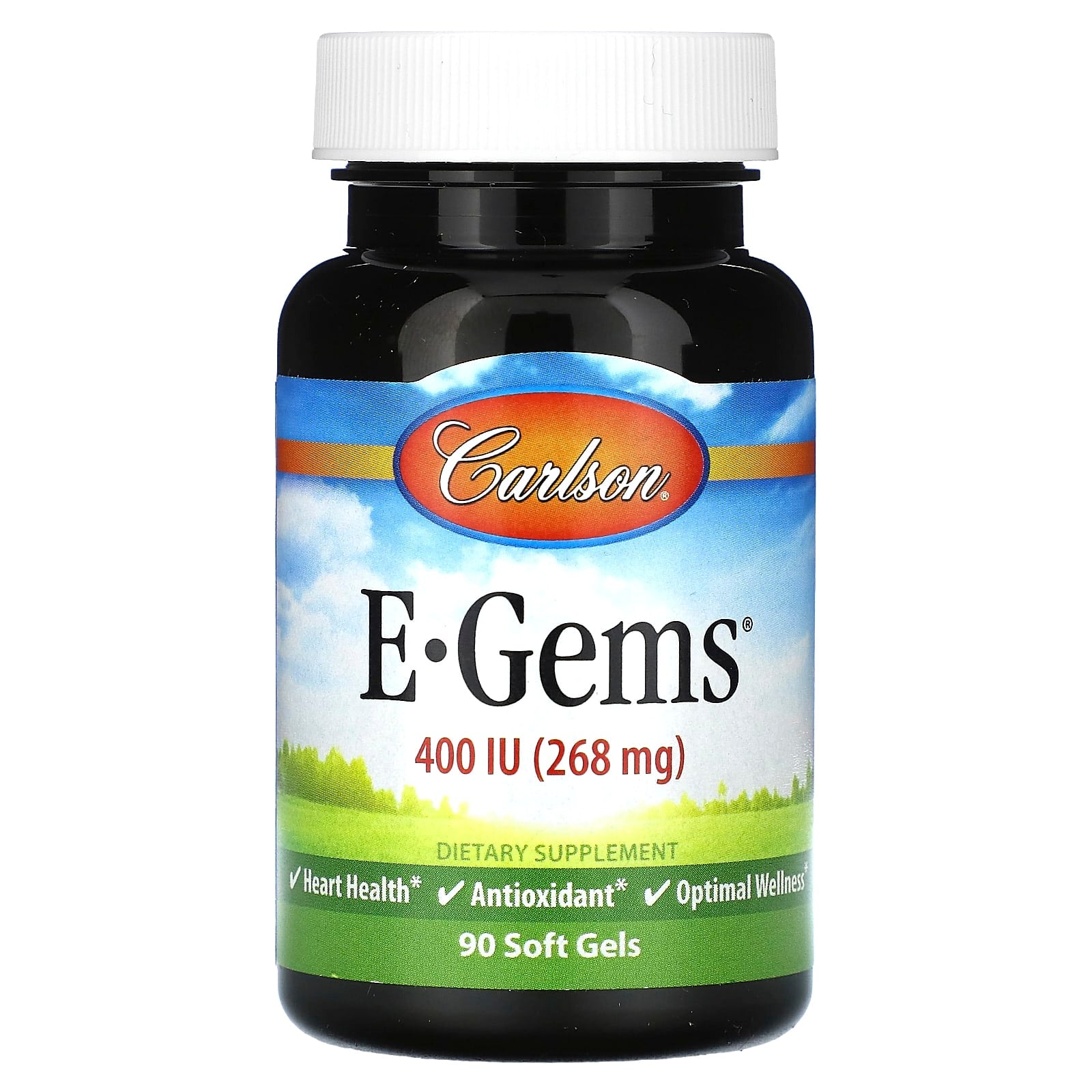Carlson Labs, E-Gems 400IU, 90 Softgels UPC 088395003448 | HiLife Vitamins