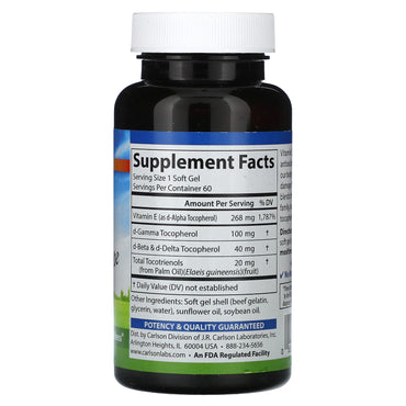 Carlson Labs, E-Gems Elite, 60 Softgels UPC 088395007705 | HiLife Vitamins