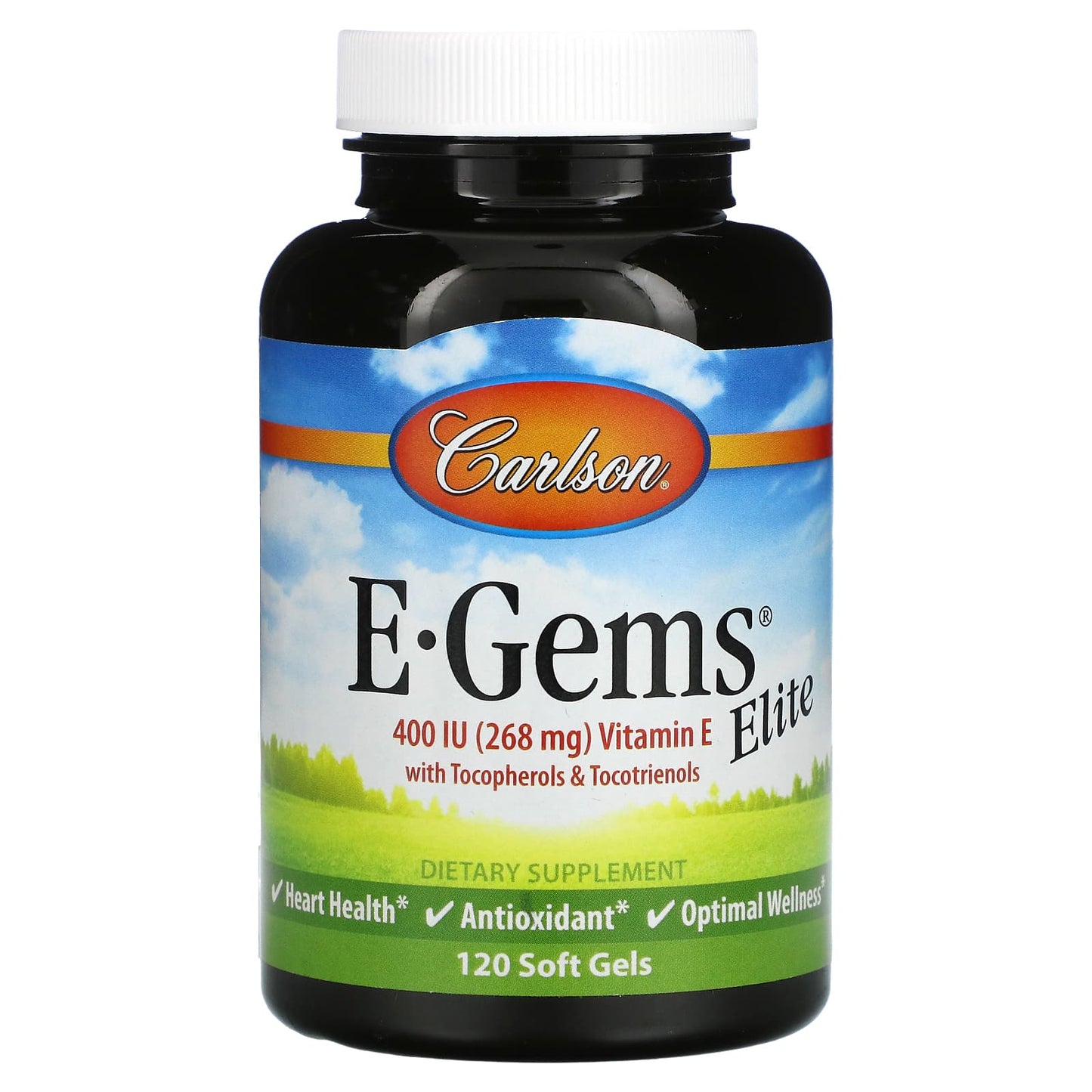 Carlson Labs, E-Gems Elite 400 IU, 120 Softgels UPC 088395007712 | HiLife Vitamins