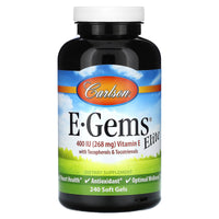 Carlson Labs, E-Gems Elite 400 mg, 240 Softgels - 088395007729 | Hilife Vitamins