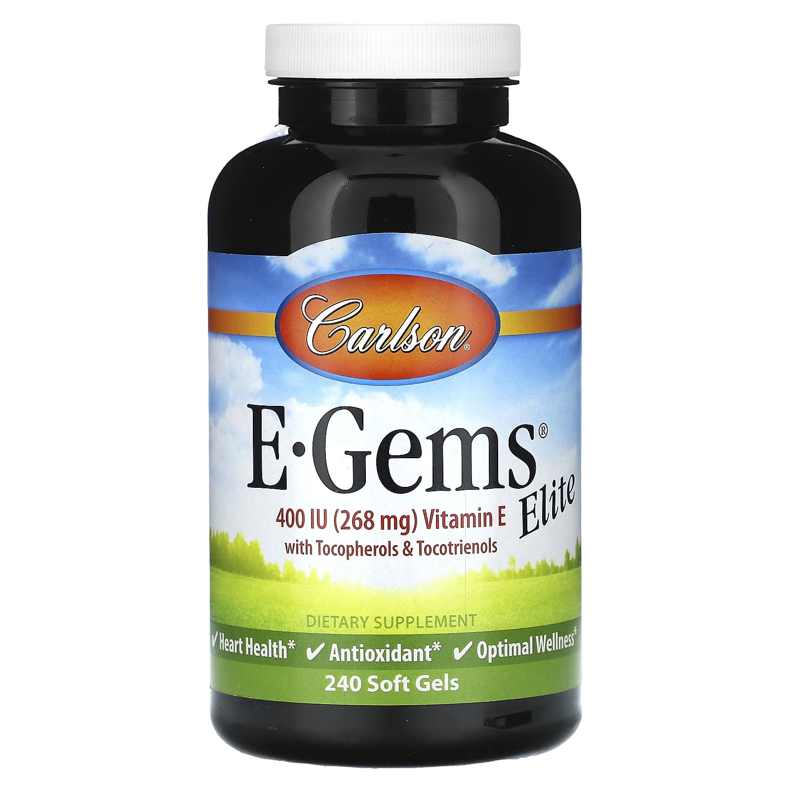 Carlson Labs, E-Gems Elite 400 mg, 240 Softgels UPC 088395007729 | HiLife Vitamins