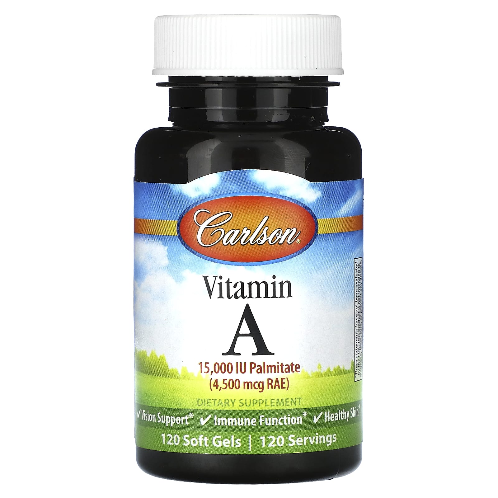 Carlson Labs, Vitamin A Palmitate 15000 IU, 120 Softgels UPC 088395011016 | HiLife Vitamins