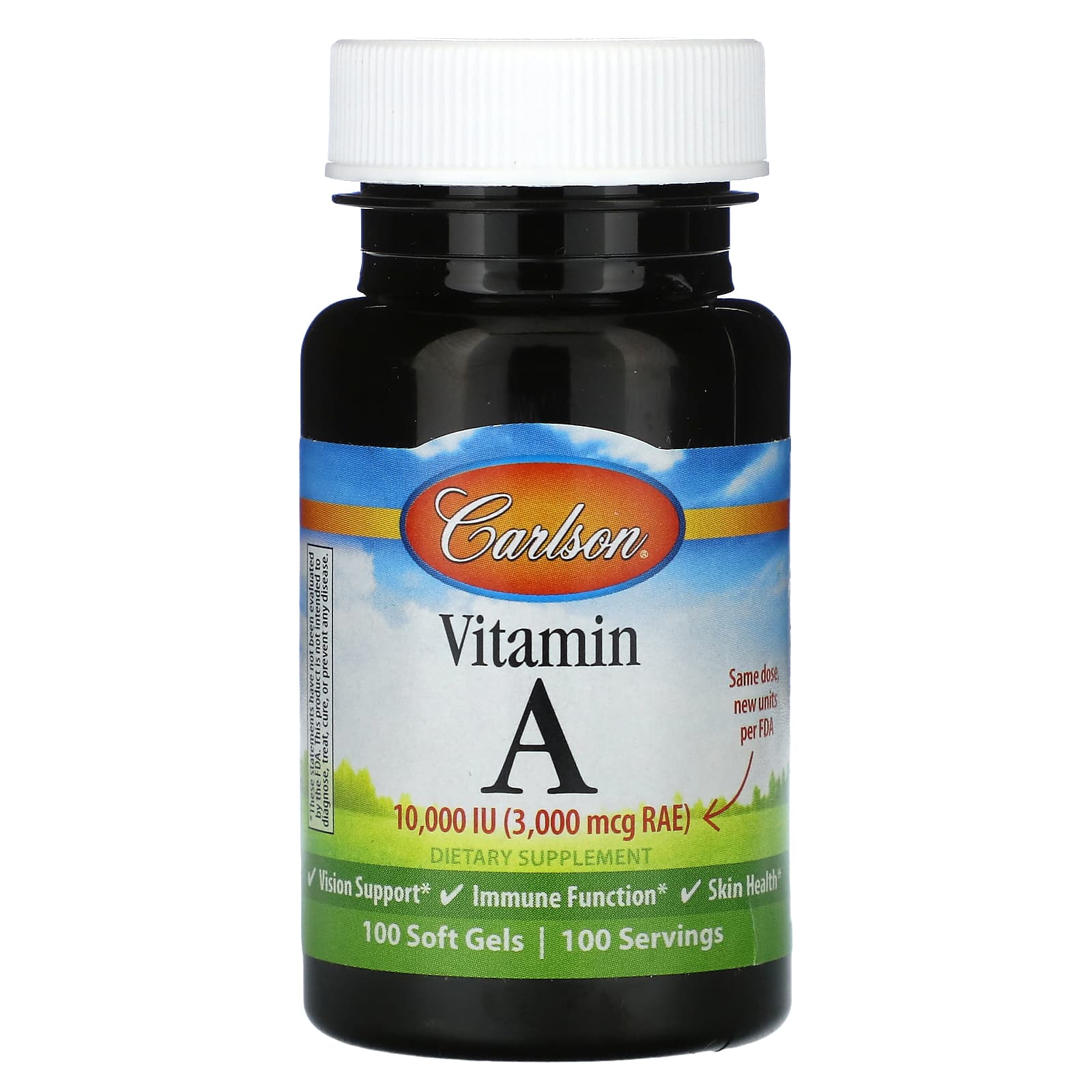 Carlson Labs, Vitamin A Natural 10,000 IU, 100 Softgels UPC 088395011115 | HiLife Vitamins