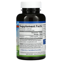 Carlson Labs, Vitamin A Natural 25000 IU, 250 Softgels UPC 088395011320 | HiLife Vitamins