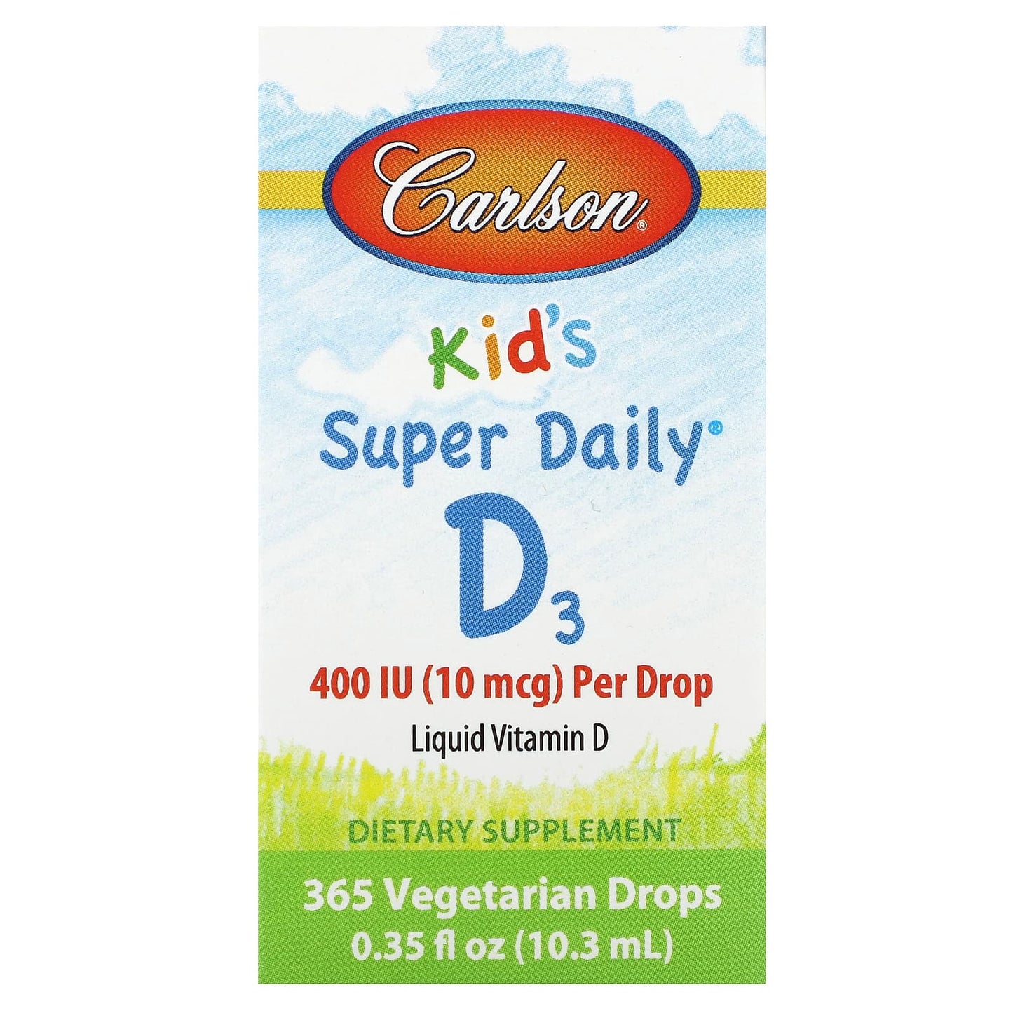 Carlson Labs, Super Daily D3 for Kids 400IU, 1 Liquid UPC 088395012600 | HiLife Vitamins