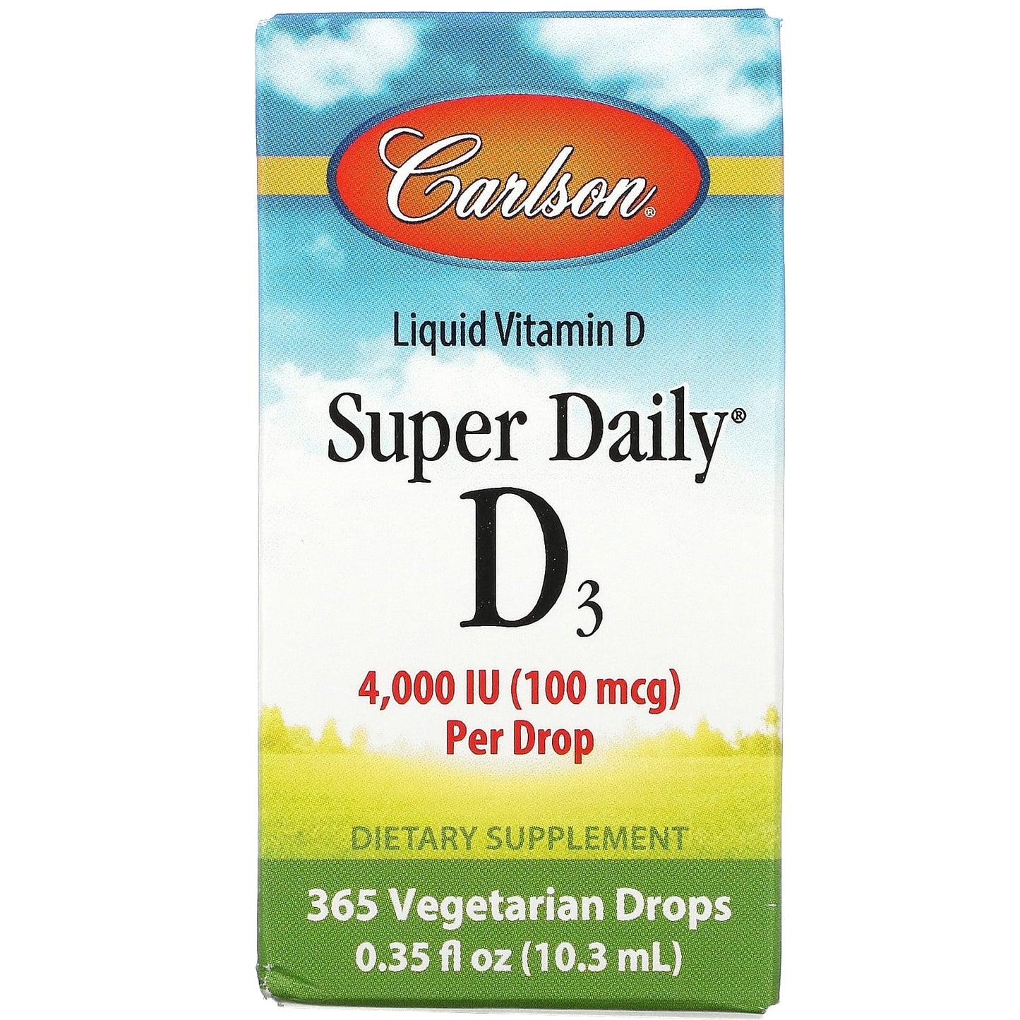 Carlson Labs, D3 Super Daily 4000 IU, .35 Oz UPC 088395012907 | HiLife Vitamins