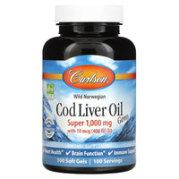 Carlson Labs, Super Cod Liver, 100 Softgels UPC 088395013010 | HiLife Vitamins