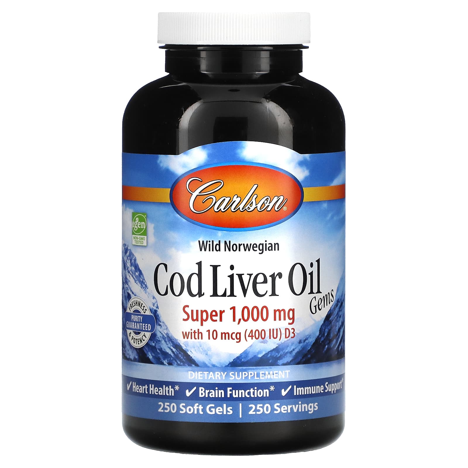 Carlson Labs, Super Cod Liver, 250 Softgels UPC 088395013027 | HiLife Vitamins