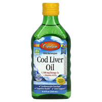 Carlson Labs, Norwegian Cod Liver Oil Lemon Flavor, 8.4 Oz UPC 088395013515 | HiLife Vitamins