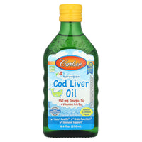 Carlson Labs, Kid's, Norwegian Cod Liver Oil, Natural Lemon, 8.4 fl oz (250 ml) UPC 088395013539 | Hilife Vitamins