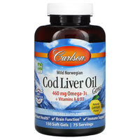 Carlson Labs, Cod Liver Oil Lemon, 150 Softgels UPC 088395013812 | HiLife Vitamins