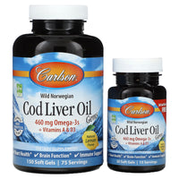 Carlson Labs, Cod Liver Oil Lemon 150 + 30 Free, 180 Softgels UPC 088395013843 | HiLife Vitamins