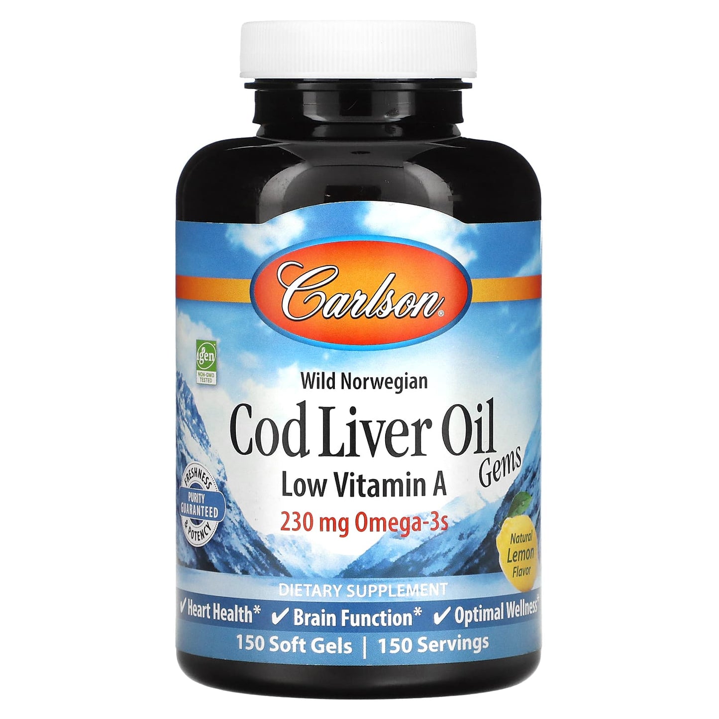 Carlson Labs, Low A Cod Liver Oil, 150 Softgels UPC 088395013911 | HiLife Vitamins